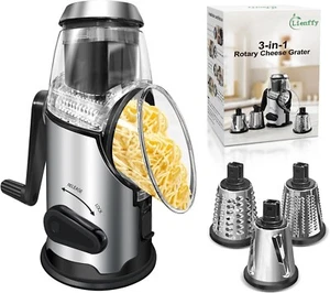 Lienffy Rotary Cheese Grater kitchen Vegetables food Shredder Slicer Silver atti - Picture 1 of 7