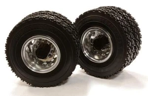 Machined Alloy T5 Rear Dually Wheel & XC Tire for Tamiya 1/14 Scale Trucks - Picture 1 of 1