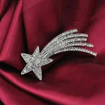 Broche broche estrella moissanita de corte redondo de 2 quilates enchapado en oro blanco de 14 quilates para hombre Foto 1 de 4