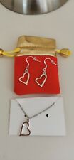 Solid 925 Sterling Silver Hallmarked Necklace And Earrings Brand New With Pouch