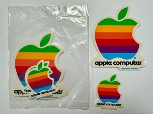 Vintage Original 1980s Apple Macintosh Computer Logo Rainbow Decal Stickers (5) - Picture 1 of 3