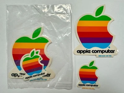 Vintage Original 1980s Apple Macintosh Computer Logo Rainbow Decal Stickers (5) - Image 1 of 3