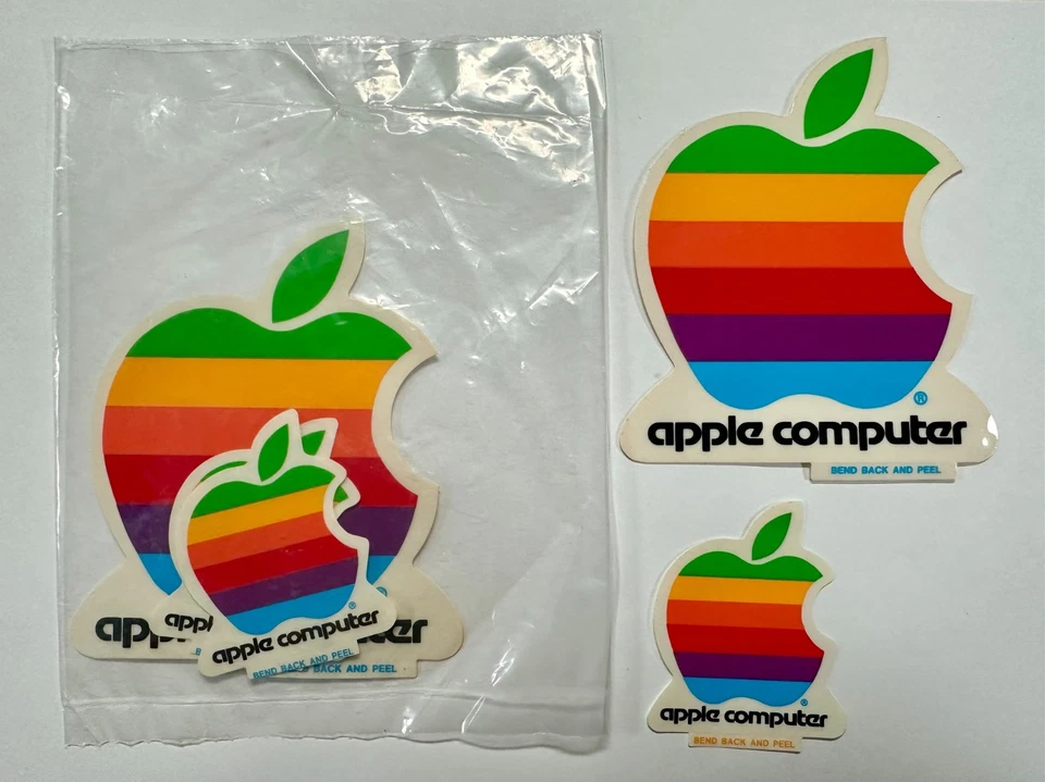 Vintage Original 1980s Apple Macintosh Computer Logo Rainbow Decal Stickers (5) - Image 1 of 3
