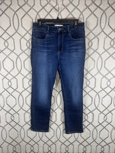 Levis 724 Jeans Womens 31 Blue Denim Straight Crop High Rise Dark Wash 31x25 - Picture 1 of 10