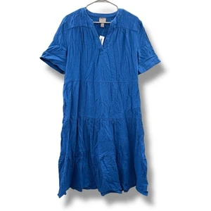 Vestido midi de gasa en capas Chico's nuevo con etiquetas para mujer talla 2 (L) azul marino peonía ligero - Imagen 1 de 8