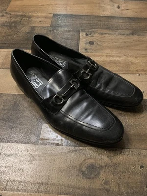 Salvatore Ferragamo Shoes Mens Size 13 D Black Leather Gancio Bit Loafers Dress - Image 1 of 4
