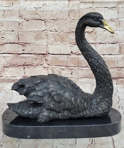 Handcrafted Museum Quality Classic Swan Artwork Bronze Sculpture Decor Sale Art - Picture 1 of 10