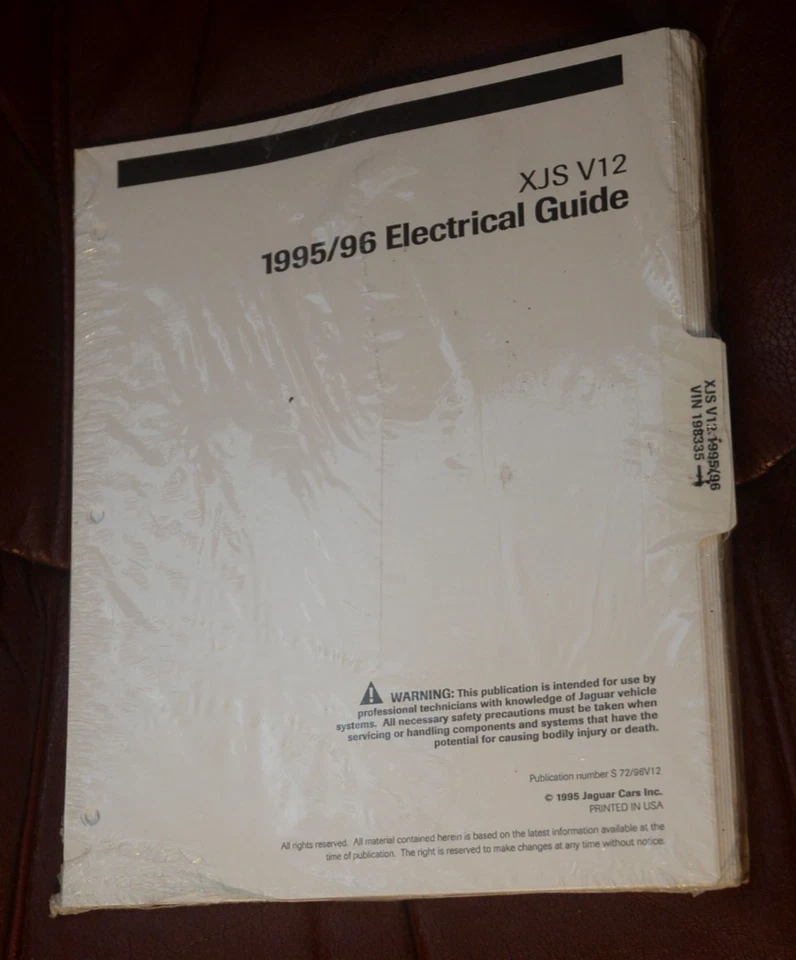 Jaguar XJS V12 1995 1996 guía eléctrica taller manual diagramas de cableado esquema Foto 1 de 1