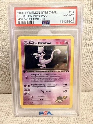 2000 POKEMON GYM CHALLENGE HOLO-1ST EDITION #14 ROCKET'S MEWTWO PSA 8 - Image 1 of 2
