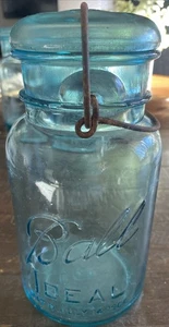 Vtg Ball Blue Ideal Wire Bail Quart Canning Jar Glass Lid   #6 - Picture 1 of 11