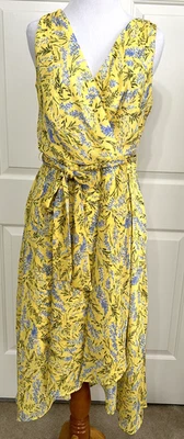 NWT Tommy Hilfiger size 8 yellow blue floral sleeveless fit and flare dress $129 - Image 1 of 4