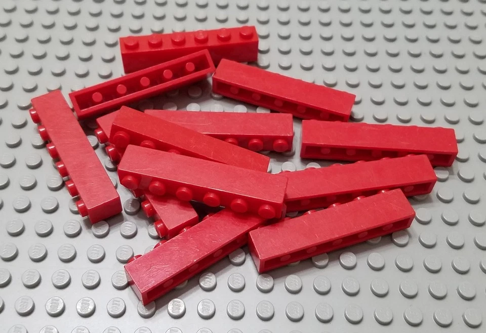 LEGO Lot of 12 Red 1x6 Building Bricks Pieces Parts - Image 1 of 1