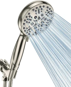 High Pressure Shower Head with Handheld - 5 Spray Settings Brushed Nickel - Picture 1 of 8