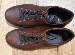 Ecco Soft Sneaker Mens Sz EU 46 US 12 12.5 Brown Leather Casual Shoes - Picture 1 of 7