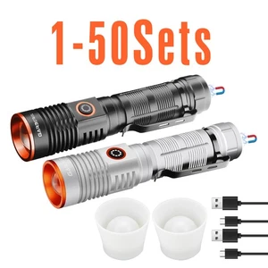 1-50Set LED Flashlight Rechargeable Aluminum Magnetic Flashlights with Lampshade - Picture 1 of 39