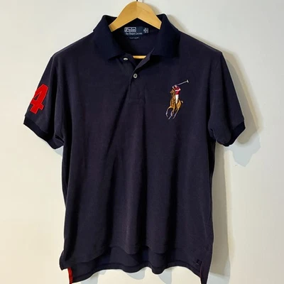 Polo Ralph Lauren Shirt Mens Medium Blue Custom Fit Big Colour Pony Vintage - image 1 of 4