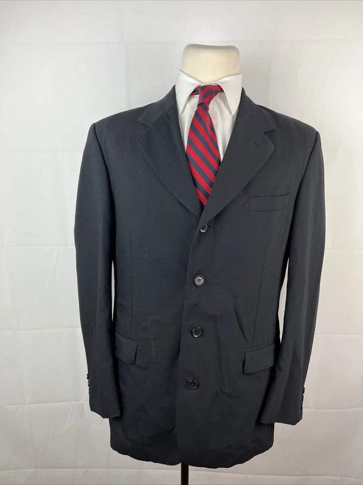 Blazer Raspinni de lana lisa negra para hombre 40R $395 Foto 1 de 4