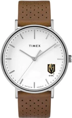 Reloj Timex Vegas Golden Knights para mujer de cuero blanco brillante Foto 1 de 4
