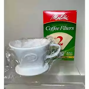 Gocciolatore caffè in ceramica bianca semplicemente incantata con filtro marrone melitta - Foto 1 di 7