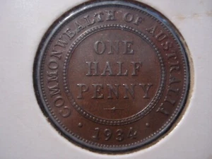 Australian 1934 Half Penny 8 Pearls Coin KGV (NN03) - Picture 1 of 2