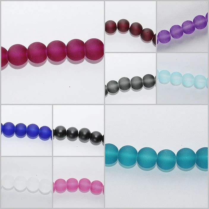 Glasperlen Kugel 10 mm matt gefrostet 50 Stück Polaris Effekt Farbauswahl - Bild 1 von 1