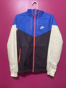 Nike Sportswear Woven Windbreaker Black Signal Blue Sz Medium AT5270-015 NWT - Picture 1 of 6