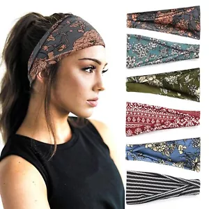6 Pack Fashion Wide Workout Yoga Headbands Non Slip Sweat Bands - Picture 1 of 6