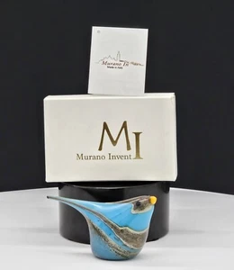 Figura de cristal artístico de Murano pájaro cantor azul Lido de la suerte hecha a mano soplada 1565 - Imagen 1 de 7