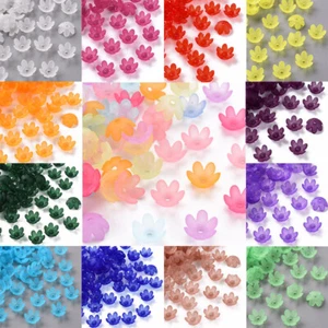 500 g Frosted 6-Petal Flower Acrylic Bead Caps Crafts for Jewelry Making 14x6mm - Picture 1 of 113
