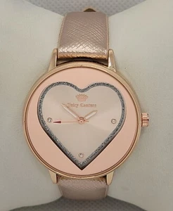 Ladies Juicy Couture Black Label Los Angeles Rose Gold Glitter Heart Watch L8 - Picture 1 of 8