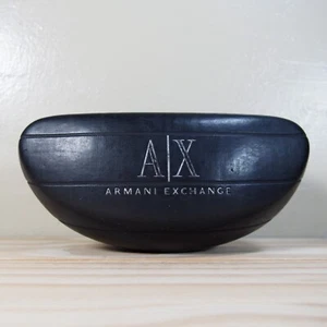 Armani Exchange A/X Hard Sunglasses Glasses Case Black Clamshell Silver Logo EUC - Picture 1 of 6