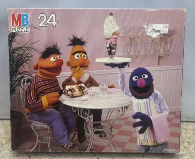 VTG Sesame Street Muppets 24 Piece MB Puzzle #4670-10 Bert Ernie Grover Icecream - Image 1 of 4
