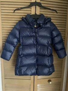 NWT-POLO RALPH LAUREN GIRL'S LONG DOWN PUFFER COAT~SIZE 6~SHINY NAVY~$245 - Picture 1 of 8