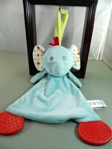 Ebba Sootheez Hoops to Stroller Plush Elephant Teether Lovey Blue Polka Dot Ears - Picture 1 of 13
