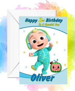Personalised Birthday Card Coco Melon son daughter any name/relation/age