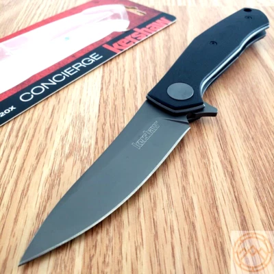 Kershaw Concierge Liner Folding Knife 3.25 8Cr13MoV Steel Blade Black G10 Handle - Image 1 of 4