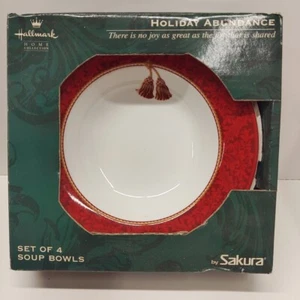 4 Hallmark Home Collection Sakura rot Holiday Abundance Suppenschalen neu im Karton - Bild 1 von 3