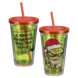 99114 Star Wars Yoda 18 Oz Acrylic Travel Cup w/straw Movie Kitchen  - Picture 1 of 1