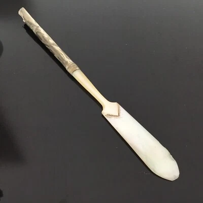 Porte Plume en Nacre XIXè Coupe Papier FRENCH ANTIQUE MOP Paper Cut 19th C - Photo 1/4