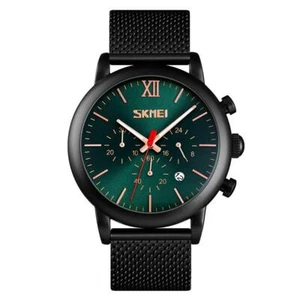 Reloj cronógrafo de cuarzo verde Skmei para hombre malla correa de metal pantalla de fecha SK9203 - Imagen 1 de 8