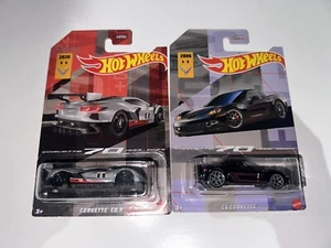 Hot Wheels GRT01 2023 HE Corvette 70th Series 8/8 Silver C8.R & 6/8 Black C6 - Bild 1 von 5
