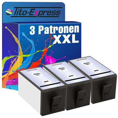 3x Patrone Black mit Chip PlatinumSerie für HP 920 XL OfficeJet 7500 A Wireless - Bild 1 von 4