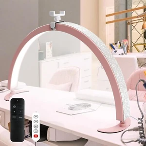 Luz de media luna para escritorio de uñas, lámpara de uñas de media luna de 29 pulgadas con soporte para teléfono, Adju - Imagen 1 de 7