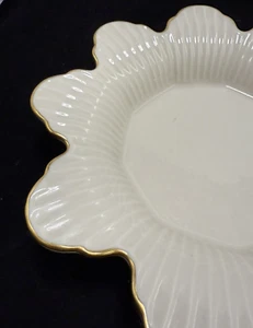 Lenox Meridian Elfenbein Blütenblatt Schale Wein Untersetzer Stumpenkerzenhalter Goldrand USA - Bild 1 von 4