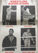 Vintage WWF Wrestling Super-Stars Poster Bob Backlund Jimmy Snuka Rocky Johnson