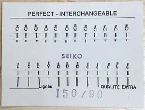 VINTAGE PERFECT INTERCHANGEABLE CARDED SEIKO WRISTWATCH HANDS 150/90 SILVER CLR - Picture 1 of 4
