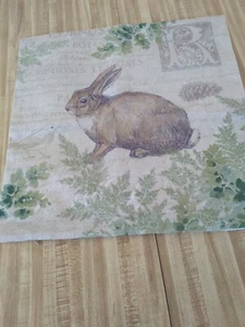 New 4 Country Throw Pillow Covers Cotton Linen 17x17/Bunny/Bear/Deer/Squirrel - Picture 1 of 5