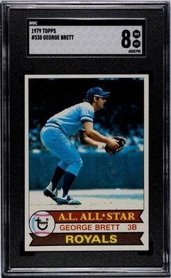 George Brett Kansas City Royals 1979 Topps #330 SGC ¡8 casi nuevo/como nuevo! HOF! PINE TAR BAT! Foto 1 de 2