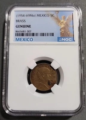  1954–69 Mo / Mexico Brass 5c  Genuine NGC CERTIFIED 1960 - Image 1 of 2