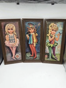 De Colección Goji Arlequín Ojo Grande Niños Impresiones Enmarcadas MCM Juego de 3 T45 - Imagen 1 de 6